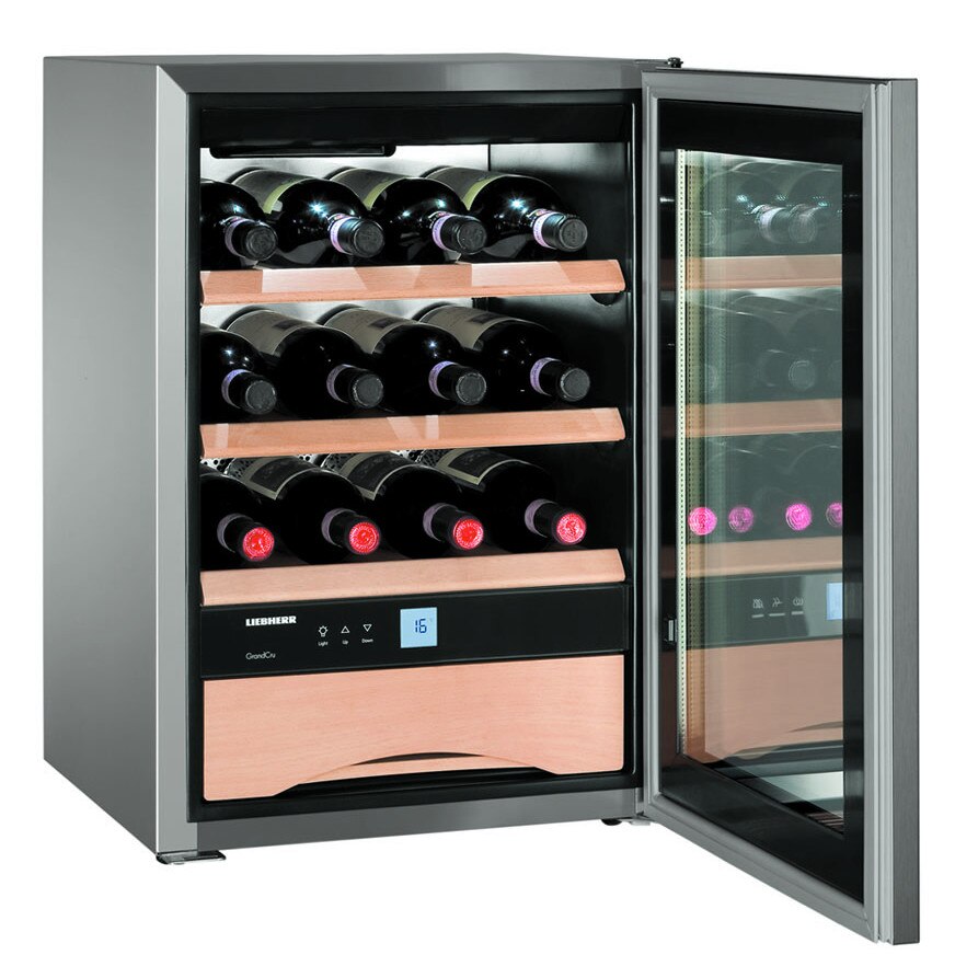 Vitrina frigorifica vin Liebherr WKes 653 Grand Cru, Inox, 56 litri, Clasa E, 61.2 cm, Argintiu
