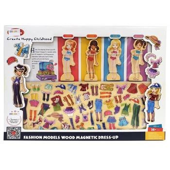 Joc educativ tip puzzle cu 63 piese magnetice, Imbraca fetele, Onshine Joc educativ tip puzzle cu 63 piese magnetice, Imbraca fetele, Onshine
