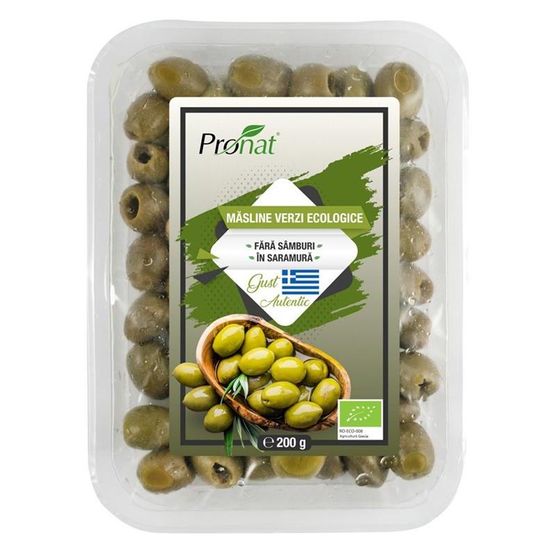 Masline Verzi Fara Samburi in Saramura Bio 200gr Pronat