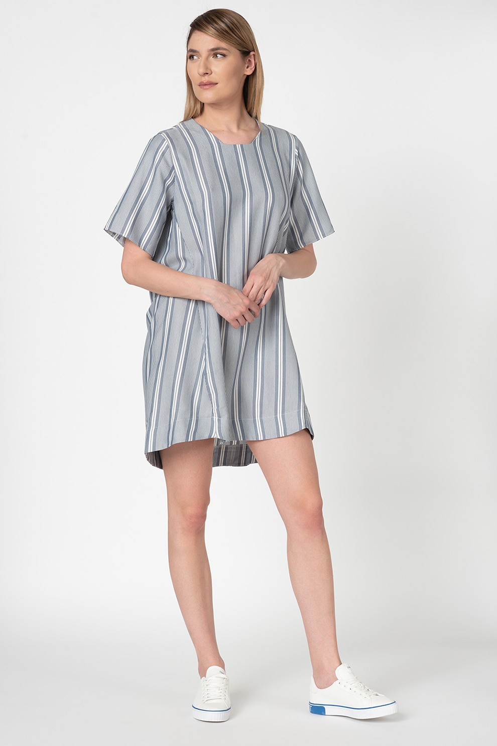 Antonia M, Rochie tip tricou cu model cu dungi, Gri, S