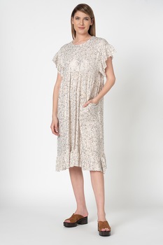 Antonia M, Rochie lejera cu model abstract, Alb/Auriu, One Size Antonia M, Rochie lejera cu model abstract, Alb/Auriu, One Size