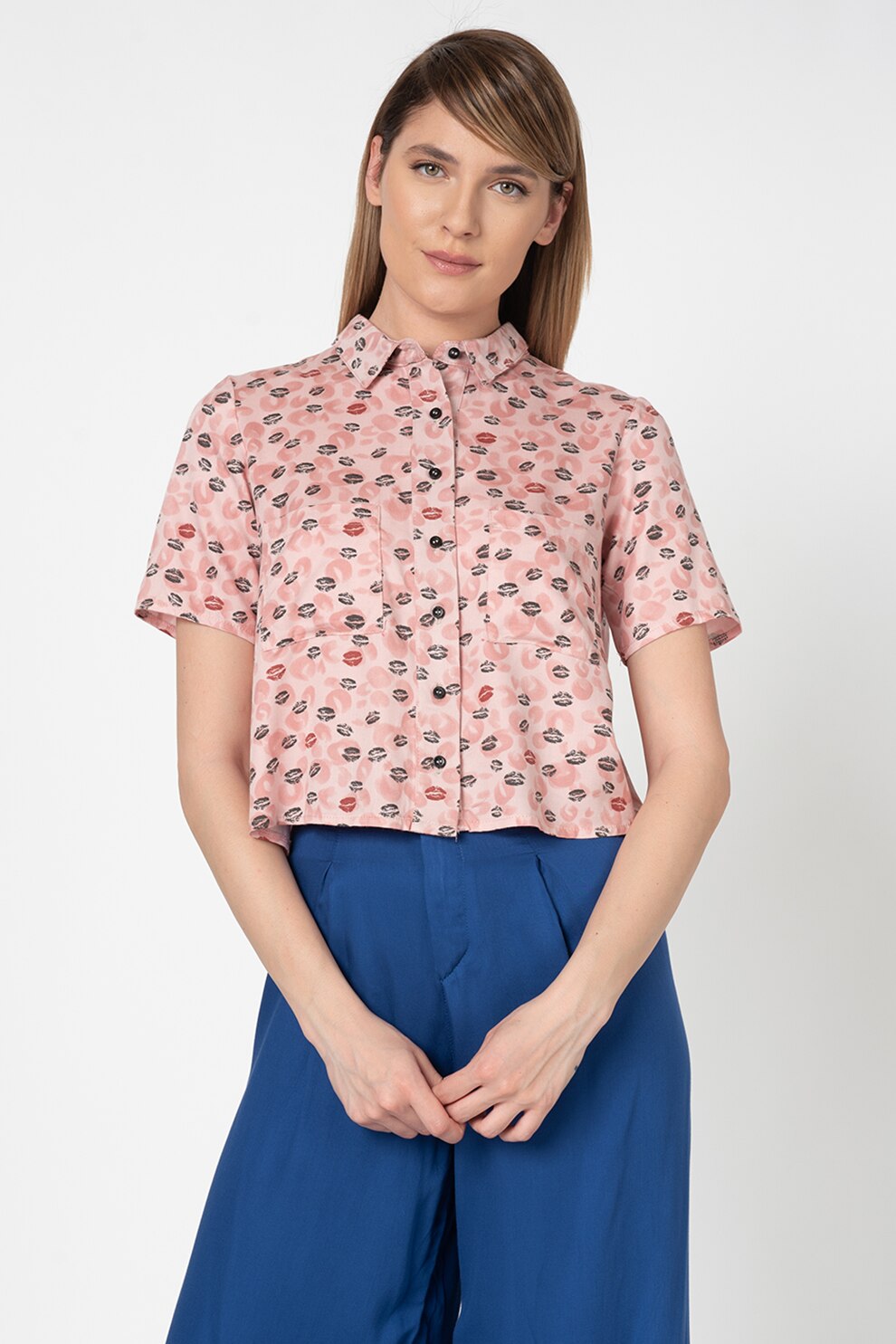 Antonia M, Camasa crop cu terminatie asimetrica, Roz, S