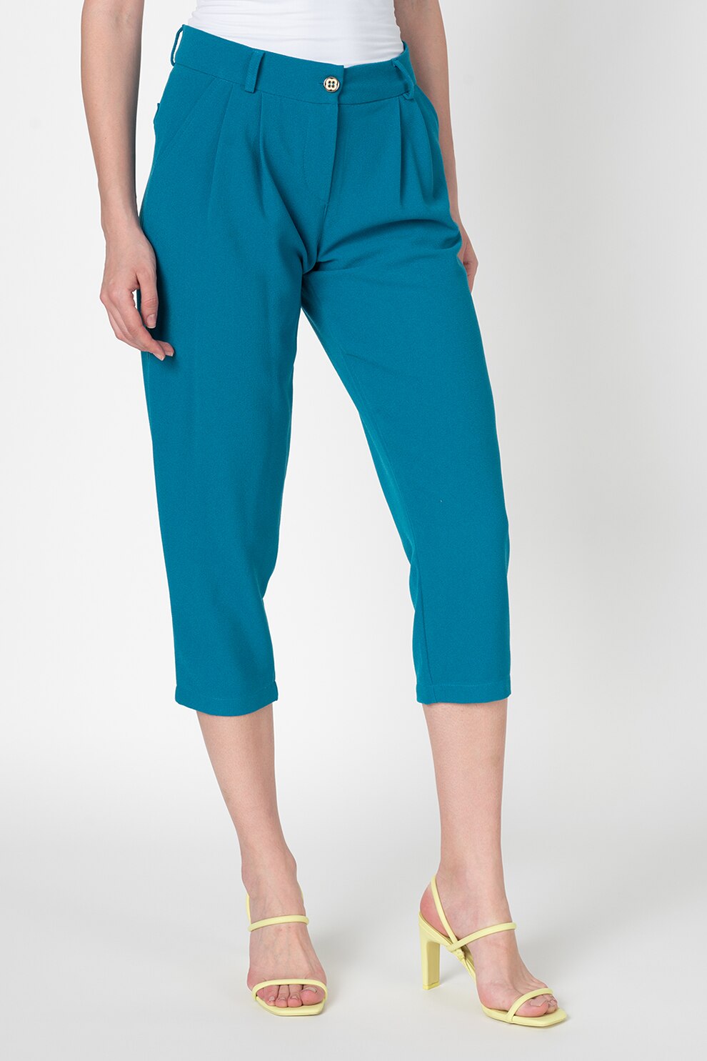 Antonia M, Pantaloni 3/4 cu croiala conica, Turcoaz, S