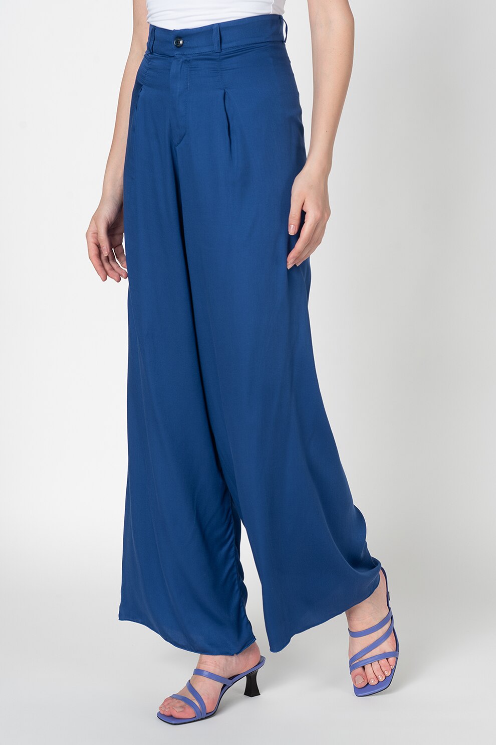 Antonia M, Pantaloni culotte cu talie inalta, Albastru