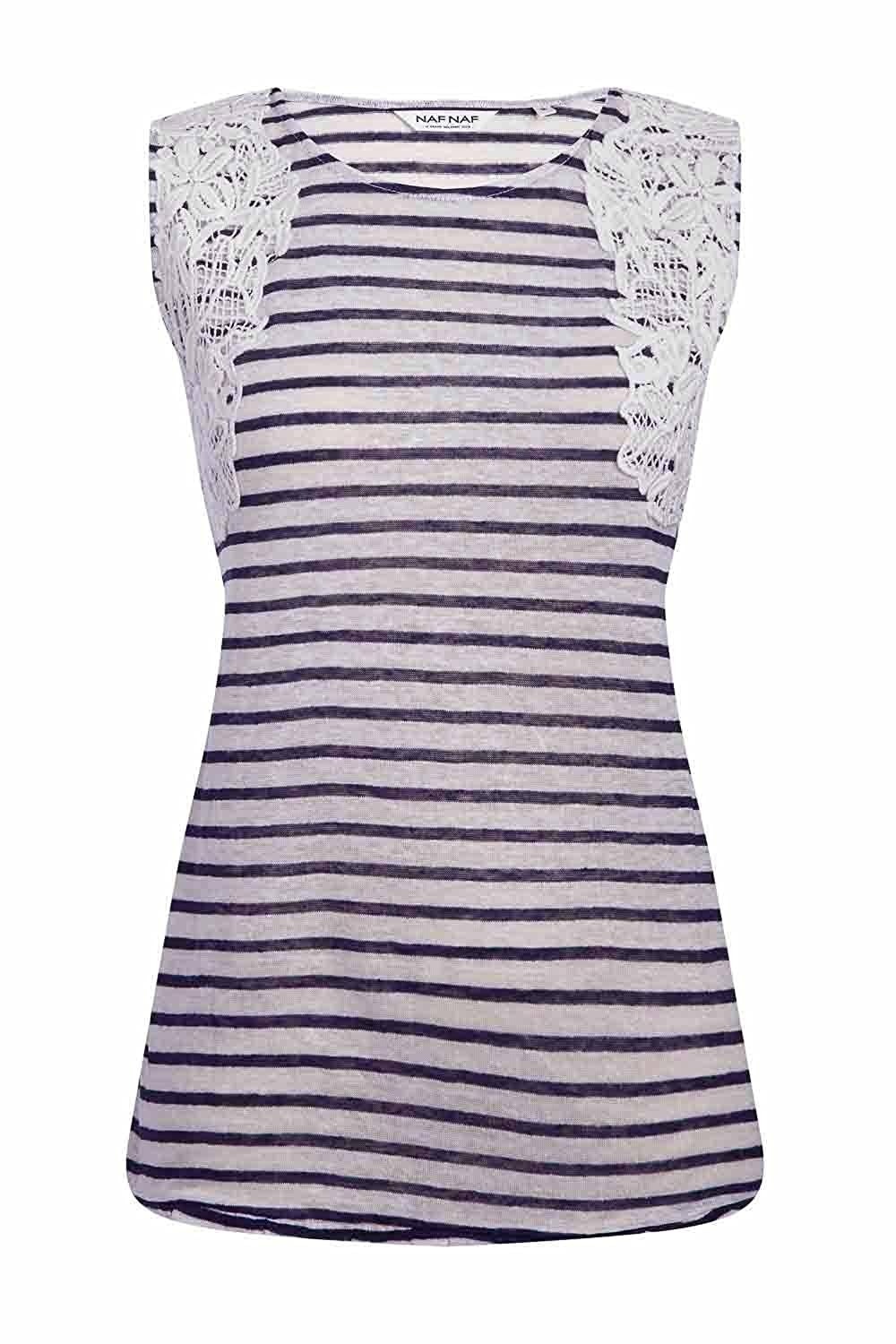 Bluza dama, Naf Naf, Alb/Albastru, XL EU