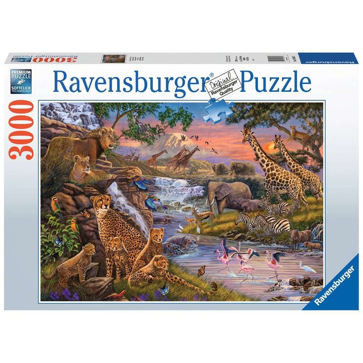 Пъзел Ravensburger - Диви животни на реката, 3000 части