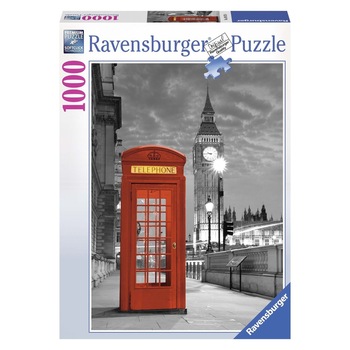 Puzzle Ravensburger - Cabina telefon Big Ben, 1000 piese Puzzle Ravensburger - Cabina telefon Big Ben, 1000 piese