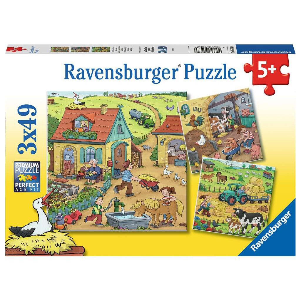 Puzzle Ravensburger - Munca la ferma, 3x49 piese