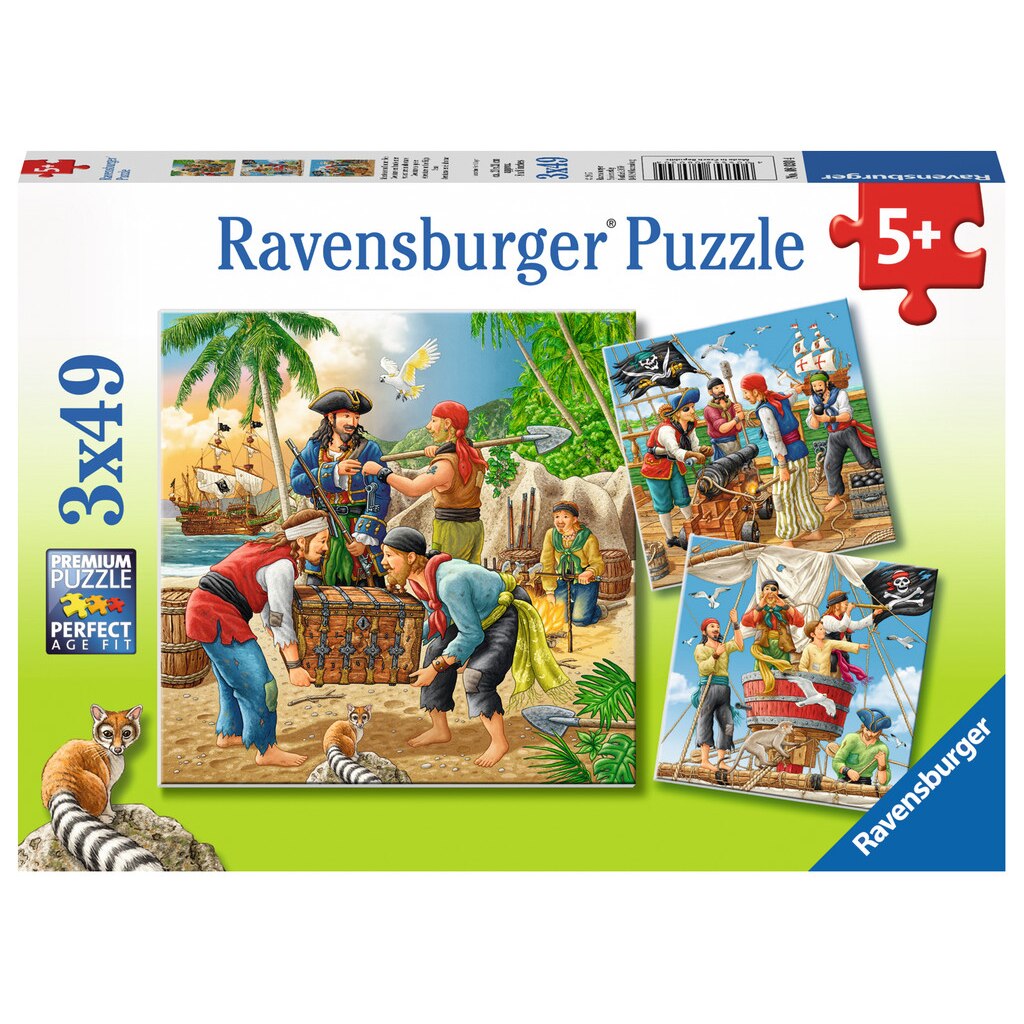 Puzzle Ravensburger - Aventurile piratilor, 3X49 piese