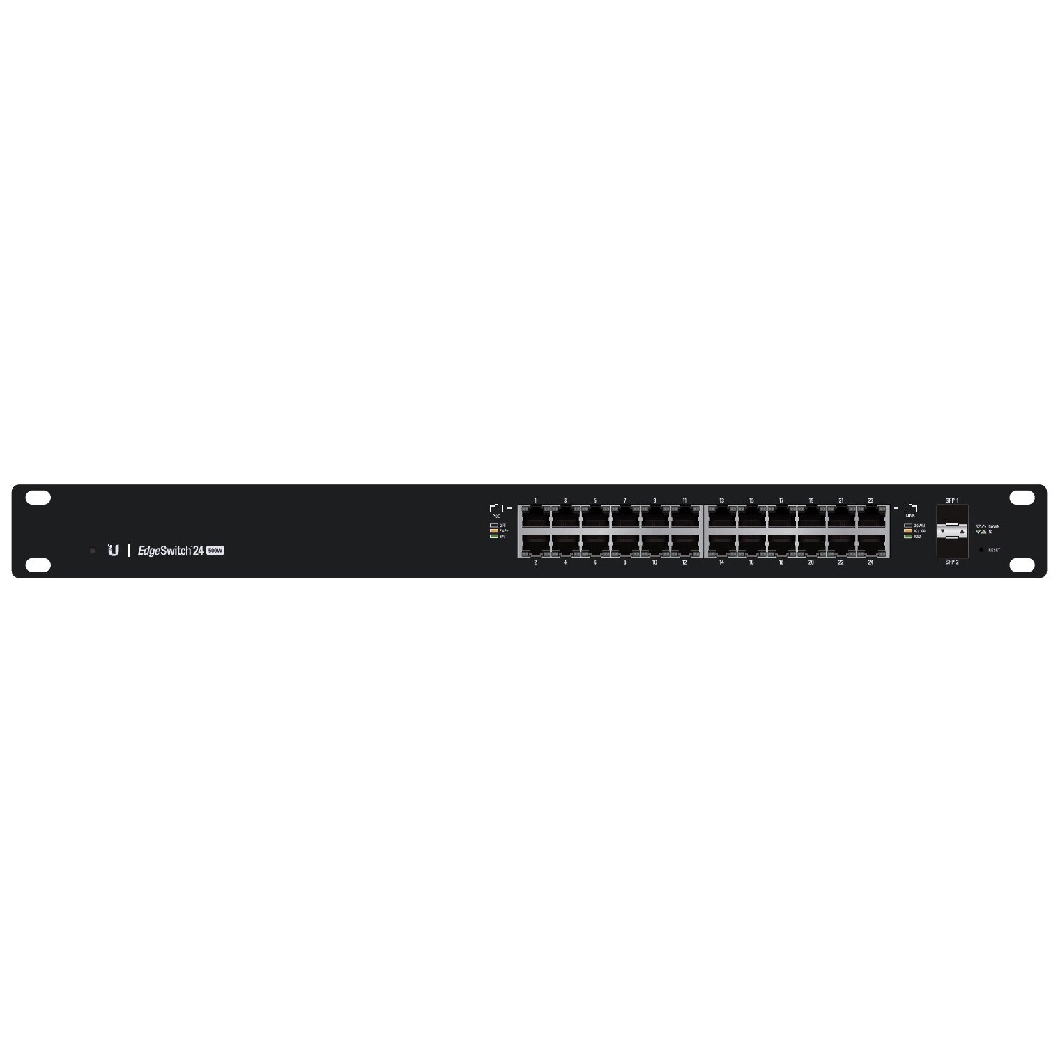 Switch Ubiquiti ES-24-500W EdgeSwitch PoE+ 24 (500W), 24 ports 10/100/1000 RJ45, 2 ports 1 Gbps SFP