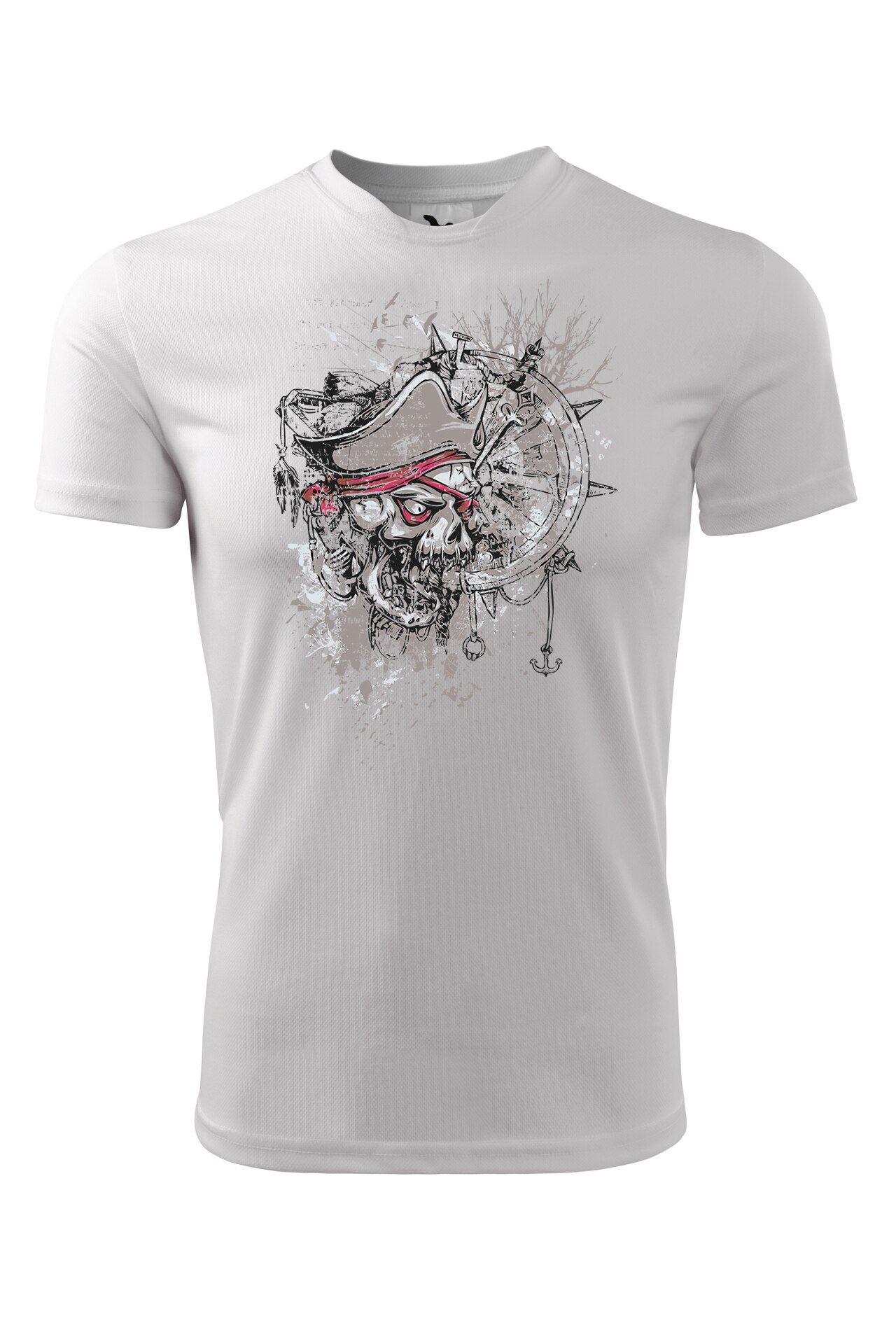 Tricou personalizat, Craniu Pirat Navigator, Adler, Alb