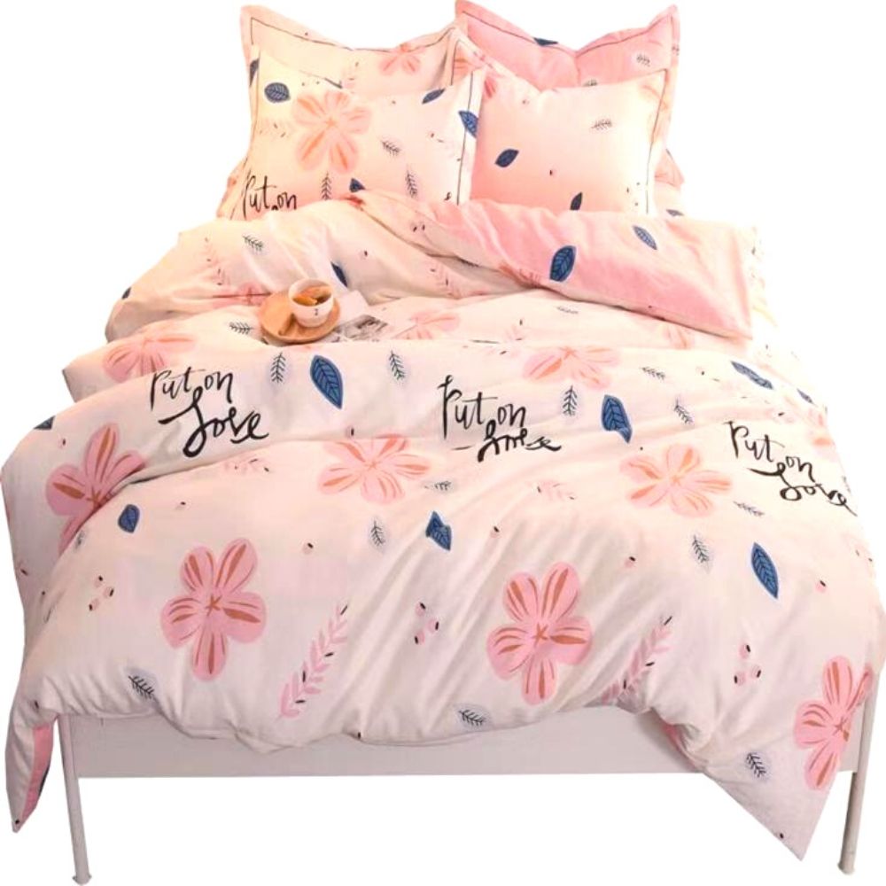 Lenjerie Finet Satinat Gros cu 2 Fete, 6 Piese, Pat 2 Persoane, Love