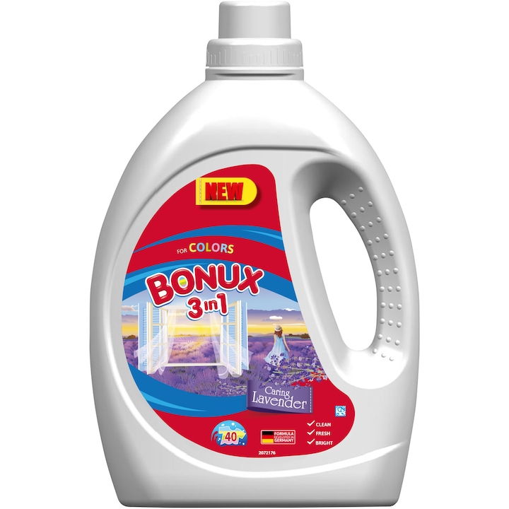 Bonux folyékony mosószer színes ruhákhoz, 2.2L, 40 mosás, Levendula