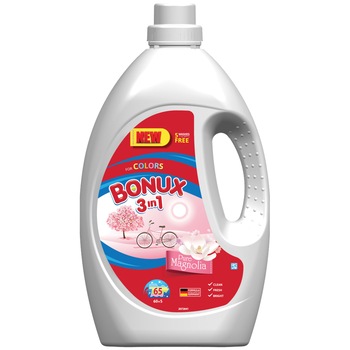 Detergent lichid Bonux 3in1 Color Magnolia, 65 spalari, 3.575 l