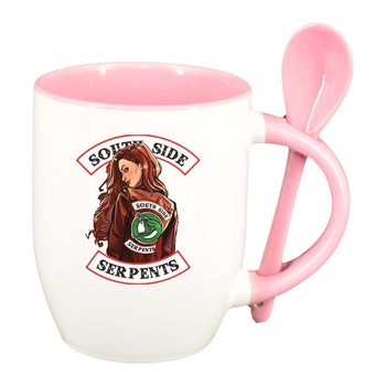 Cana Riverdale, South Side Serpents cu lingurita, interior roz, 330ml, D1313 Cana Riverdale, South Side Serpents cu lingurita, interior roz, 330ml, D1313