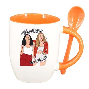 Cana Riverdale, South Side Serpents cu lingurita, interior portocaliu, 330ml, D1316 Cana Riverdale, South Side Serpents cu lingurita, interior portocaliu, 330ml, D1316