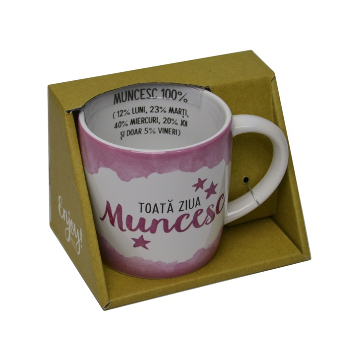 Cana Portelan "Toata Ziua Muncesc", 300 ml