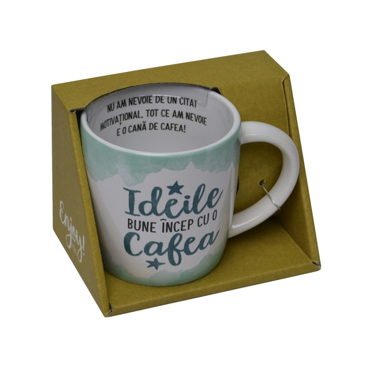 Порцеланова чаша "Добрите идеи започват с кафе", 300 мл