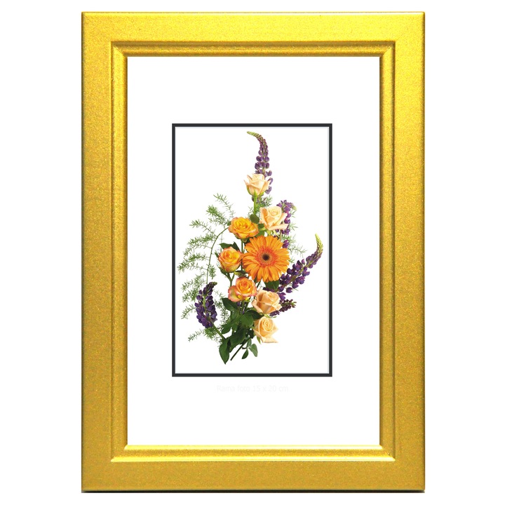 Rama foto lemn, 13 x 18 cm, Auriu, Produs Romanesc