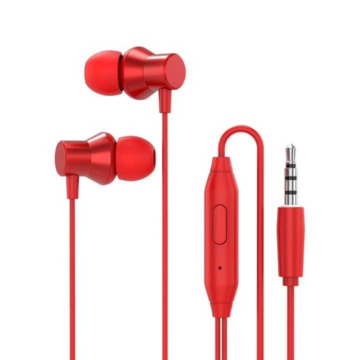 Casti in-ear Lenovo HF130, Cu fir, Jack 3,5 mm, Rosu
