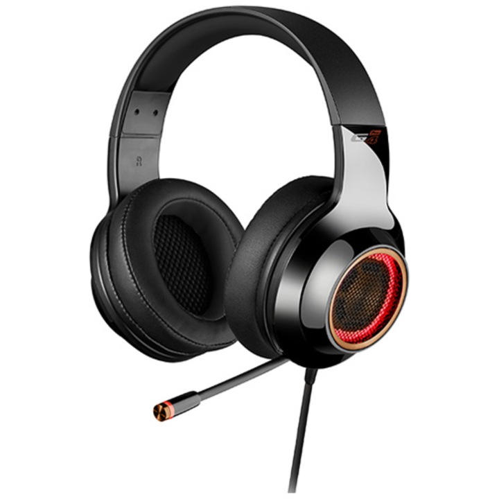 Casti gaming Edifier G4 Pro, iluminare RGB, surround virtual 7.1, vibratii, iluminare RGB, butoane control pe fir, microfon omnidirectional retractabil, USB, Negru