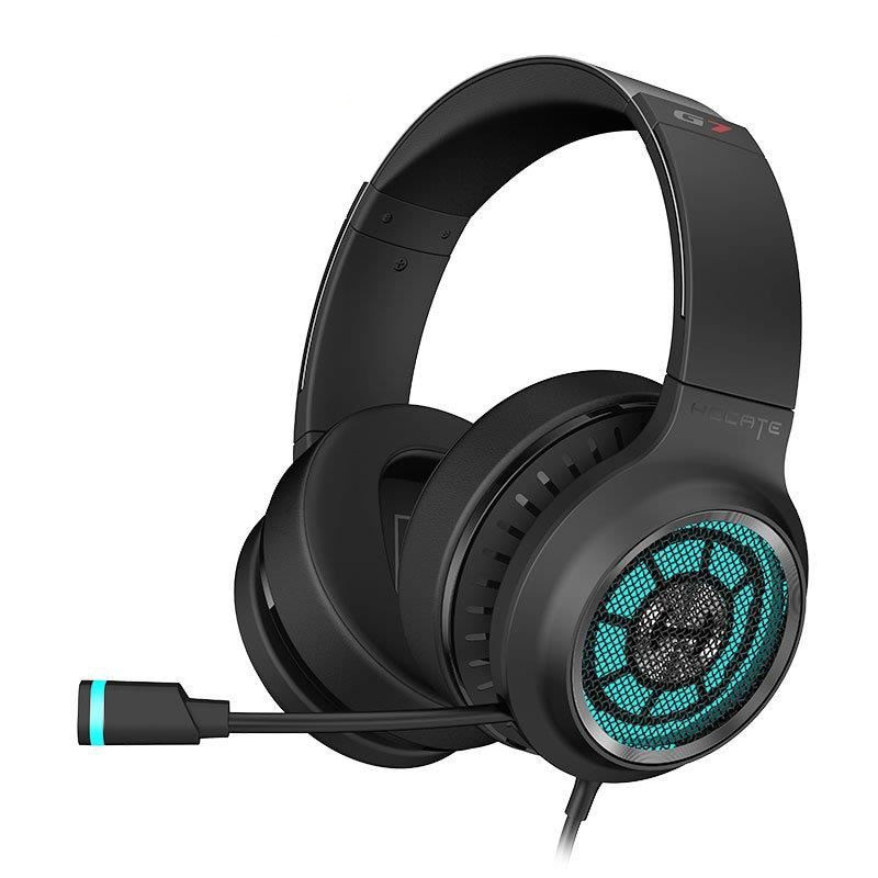 Casti gaming Edifier G7, HiRes, surround virtual 7.1 96KHz / 24bit, vibratii, iluminare RGB, sistem dual-microphone cu ENC (Eviroment Noise Cancelation), telecomanda pe cablu, USB, Negru