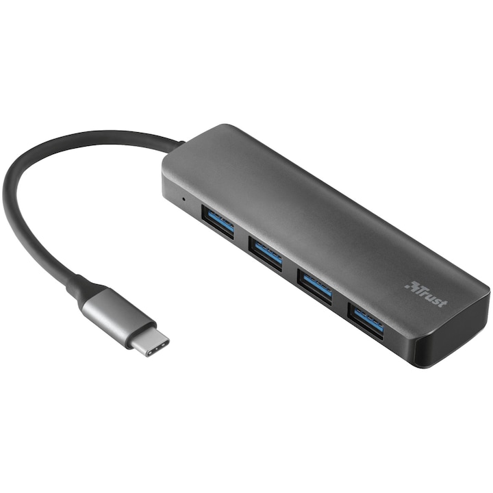 Trust Halyx Aluminum Hub USB dokkoló , USB-C to 4-Port USB-A 3.2