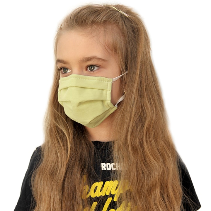 Masca protectie respiratorie pentru copii, vernil, reglabila, reutilizabila, design ergonomic