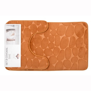 Set 2 covoare baie STONES, Casa Plastor, 75x45 cm, maro deschis Set 2 covoare baie STONES, Casa Plastor, 75x45 cm, maro deschis