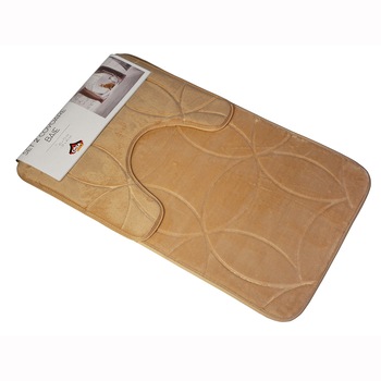 Set 2 covoare baie Circles, Casa Plastor, 75x45 cm, bej Set 2 covoare baie Circles, Casa Plastor, 75x45 cm, bej