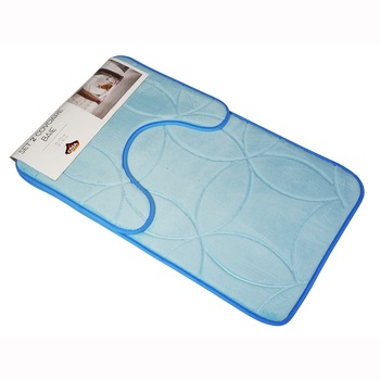 Set 2 covoare baie Circles, Casa Plastor, 75x45 cm, bleu Set 2 covoare baie Circles, Casa Plastor, 75x45 cm, bleu