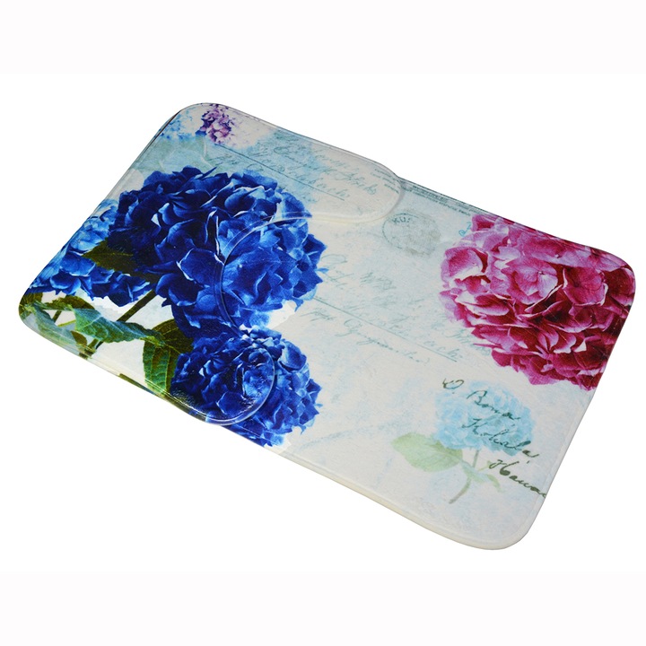 Set 2 covoare baie print FLOWERS, Casa Plastor, 75x45 cm