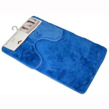 Set 2 covoare baie pufoase, Casa Plastor, 75x45 cm, albastre Set 2 covoare baie pufoase, Casa Plastor, 75x45 cm, albastre