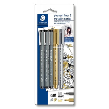 Set 3 linere pigment si 2 metalic marker Set 3 linere pigment si 2 metalic marker