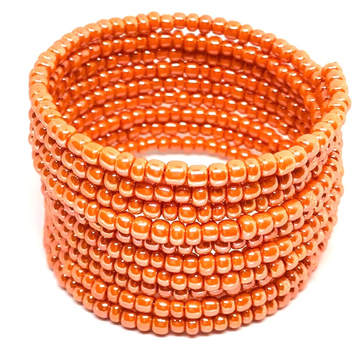 Üveggyöngy karkötő- fènyes narancssárga