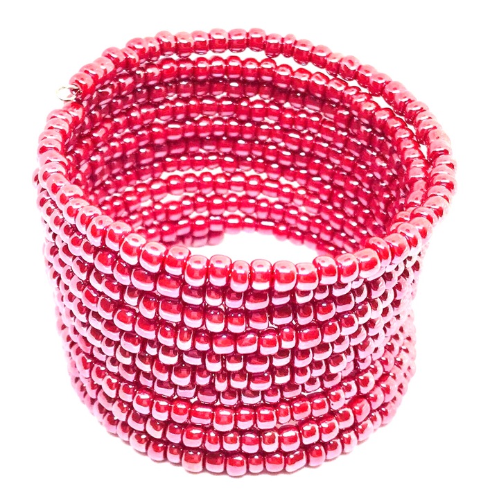 Üveggyöngy karkötő- fényes bordó