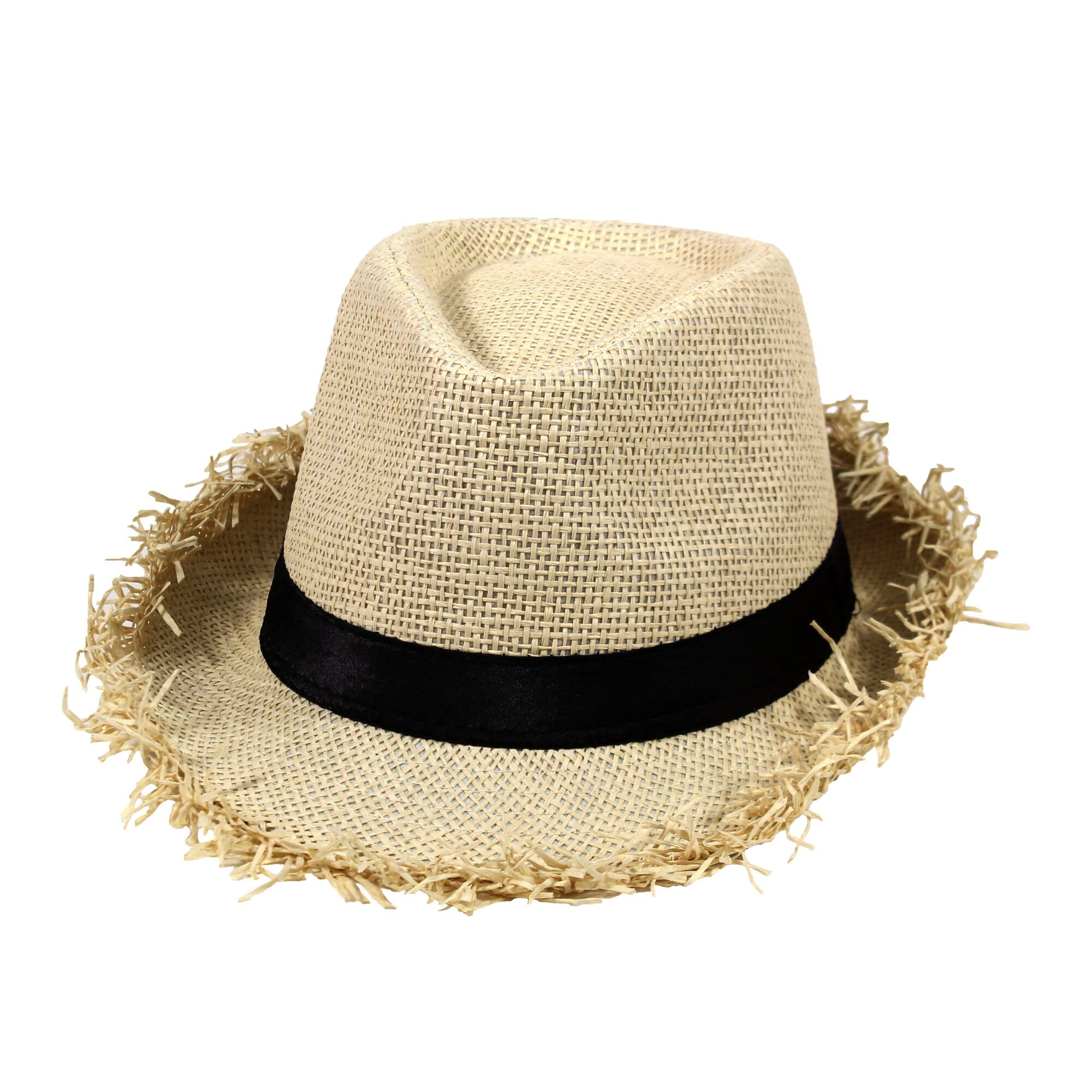 Palarie unisex Basic, bej cu banda neagra, 57 cm