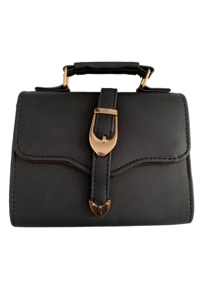 Geanta de dama Juliette neagra din piele ecologica, 20 x 17 x 9 cm