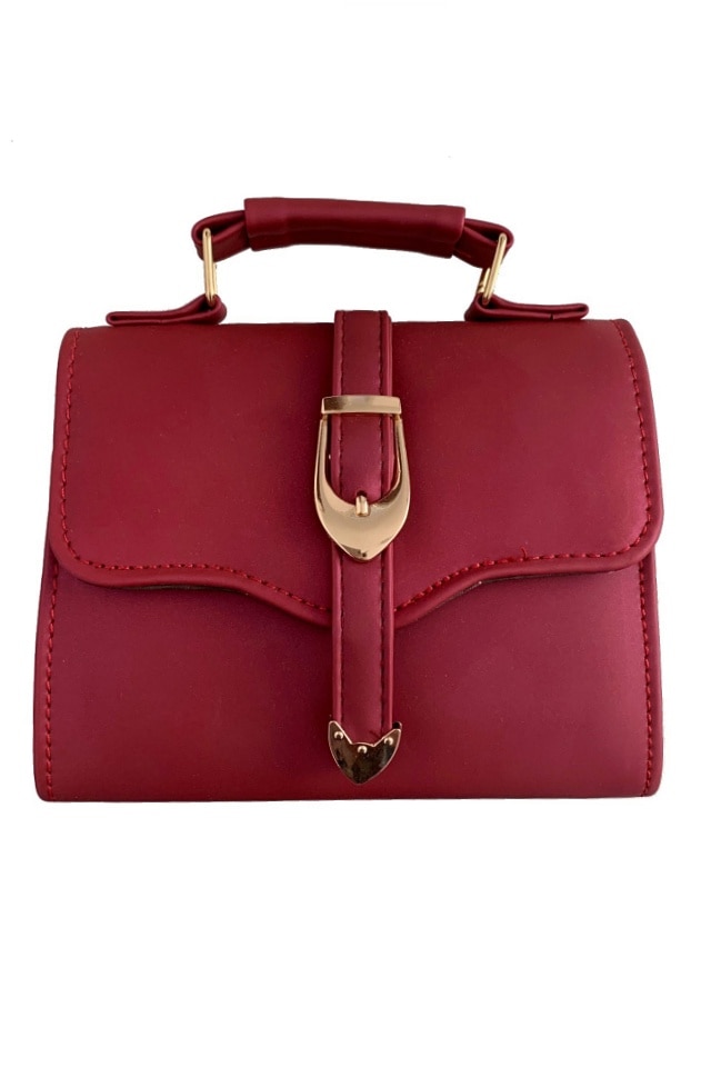 Geanta de dama Juliette rosie din piele ecologica, 20 x 17 x 9 cm