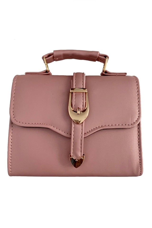 Geanta de dama Juliette roz din piele ecologica, 20 x 17 x 9 cm