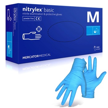 Manusi de unica folosinta din nitril, nepudrate, 100 bucati, Albastru Manusi de unica folosinta din nitril, nepudrate, 100 bucati, Albastru