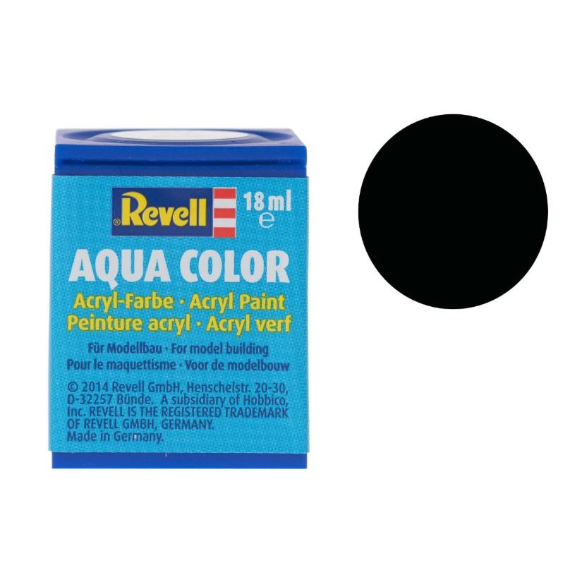 Vopsea acrilica negru gudron mat pentru modelism Revell 18 ml