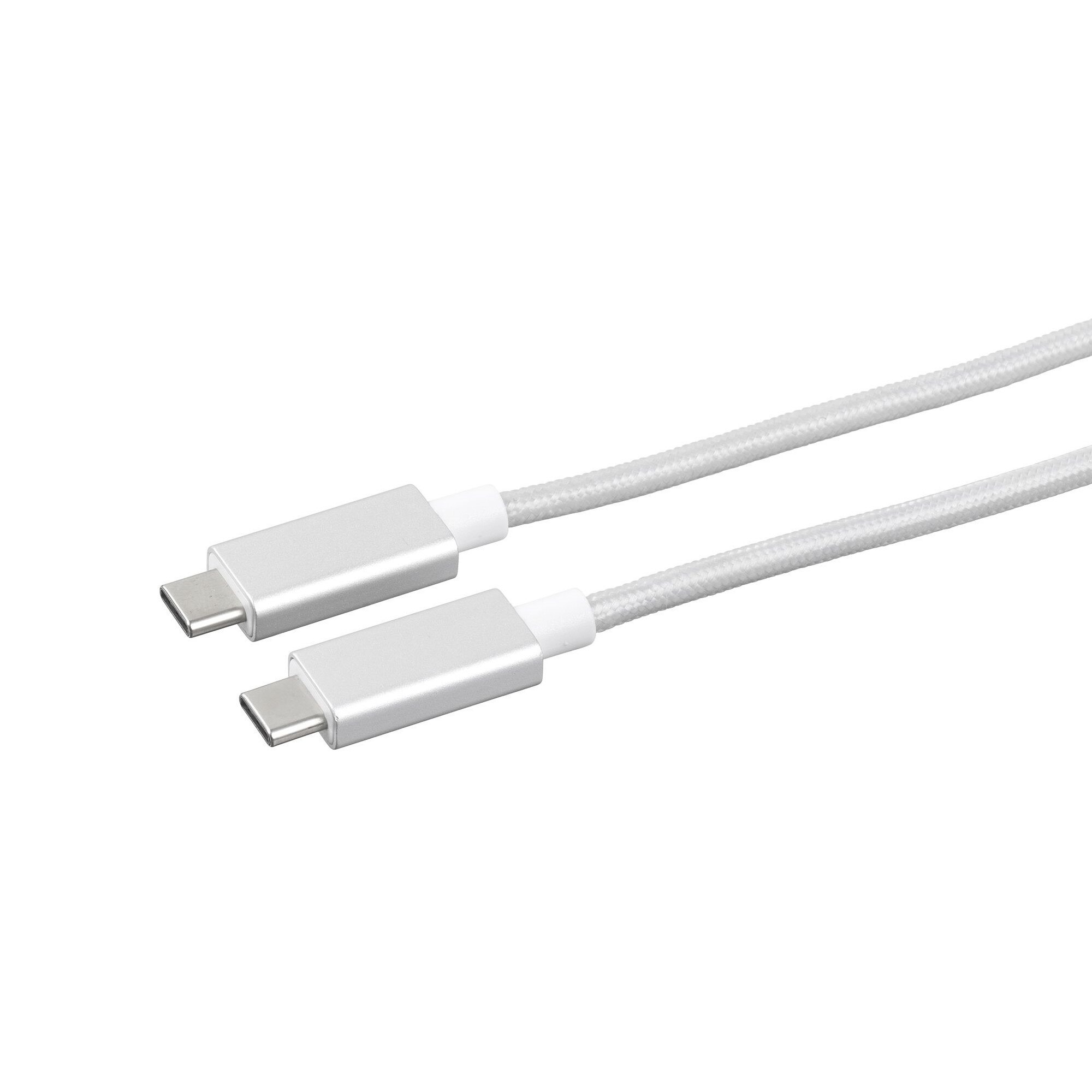 Cablu de date incarcare USB-C la USB-C eSTUFF Allure Series, argintiu, lungime 1m, suporta pana la 640 MB/s transfer date