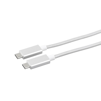 Cablu de date incarcare USB-C la USB-C eSTUFF Allure Series, argintiu, lungime 1m, suporta pana la 640 MB/s transfer date Cablu de date incarcare USB-C la USB-C eSTUFF Allure Series, argintiu, lungime 1m, suporta pana la 640 MB/s transfer date