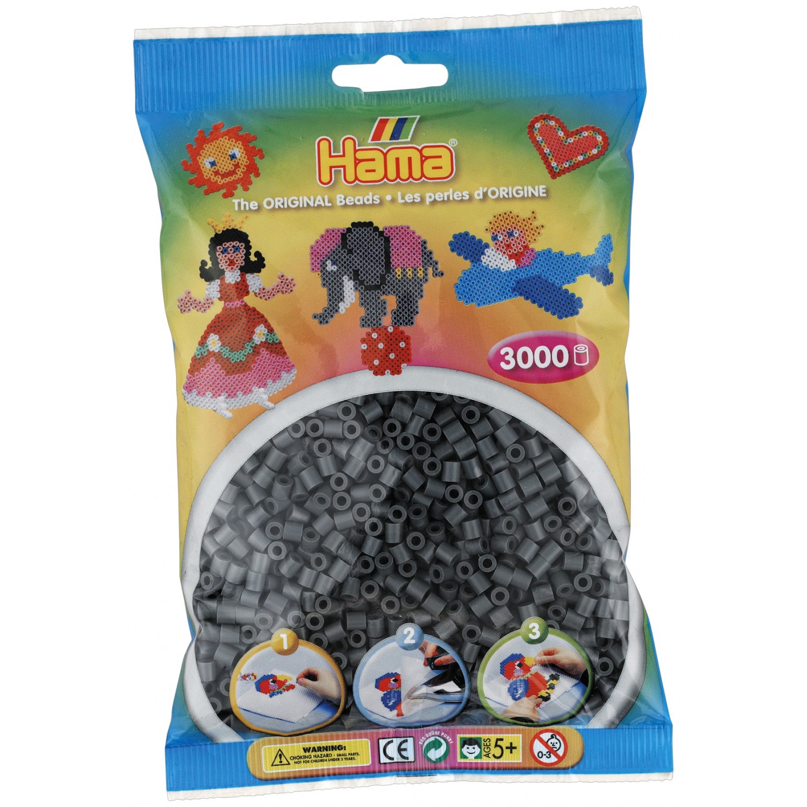Margele de calcat HAMA MIDI Gri inchis, 3000 buc in pungulita