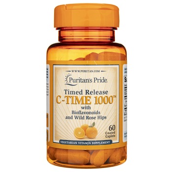 Suplimente nutritive Puritan's Pride Timed Release C-1000 mg cu Bioflavonoids si Wild Rose Hips, 60 tablete Suplimente nutritive Puritan's Pride Timed Release C-1000 mg cu Bioflavonoids si Wild Rose Hips, 60 tablete