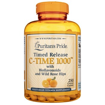Suplimente nutritive Puritan's Pride Timed Release C-1000 mg cu Bioflavonoids si Wild Rose Hips, 250 tablete Suplimente nutritive Puritan's Pride Timed Release C-1000 mg cu Bioflavonoids si Wild Rose Hips, 250 tablete