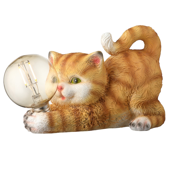 Соларна лампа, тип котка с LED крушка, градинска