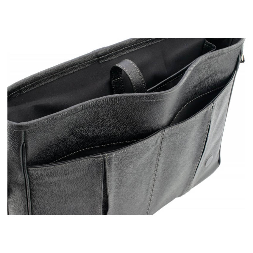 Geanta de umar unisex pentru laptop de 13 inch, din piele neagra model 047, MAGAZINUL DE GENTI