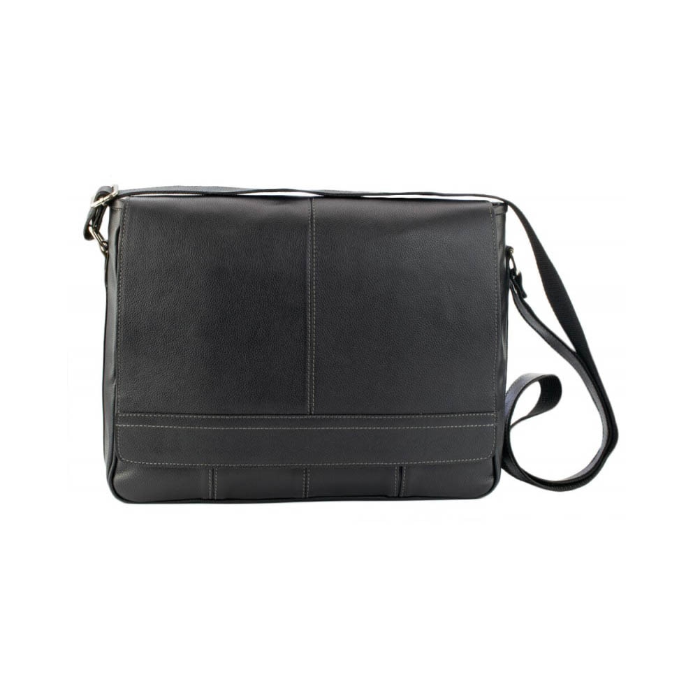 Geanta de umar unisex pentru laptop de 13 inch, din piele neagra model 047, MAGAZINUL DE GENTI